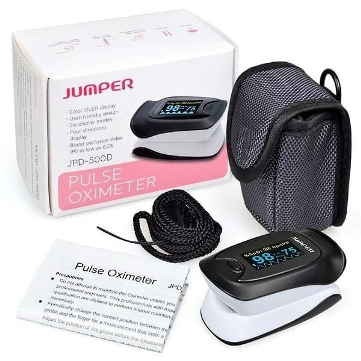 Máy đo nồng độ oxy máu SPO2, PR, PI Jumper 500D OLED