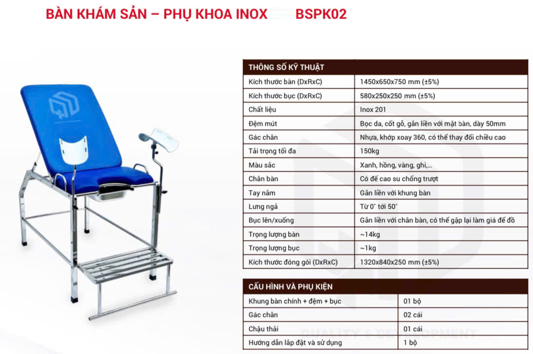 Bàn khám sản - phụ khoa BSPK02