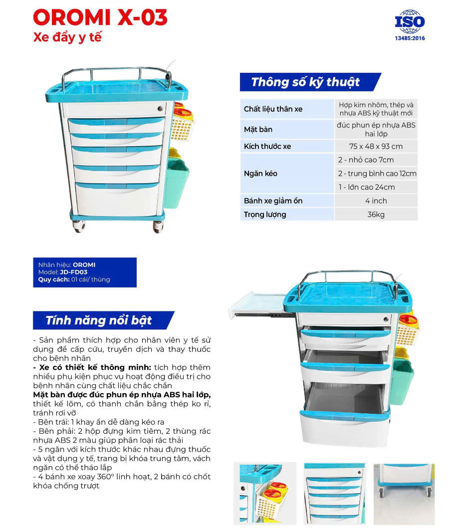 Xe đẩy y tế Oromi JD-FD03 (X-03)