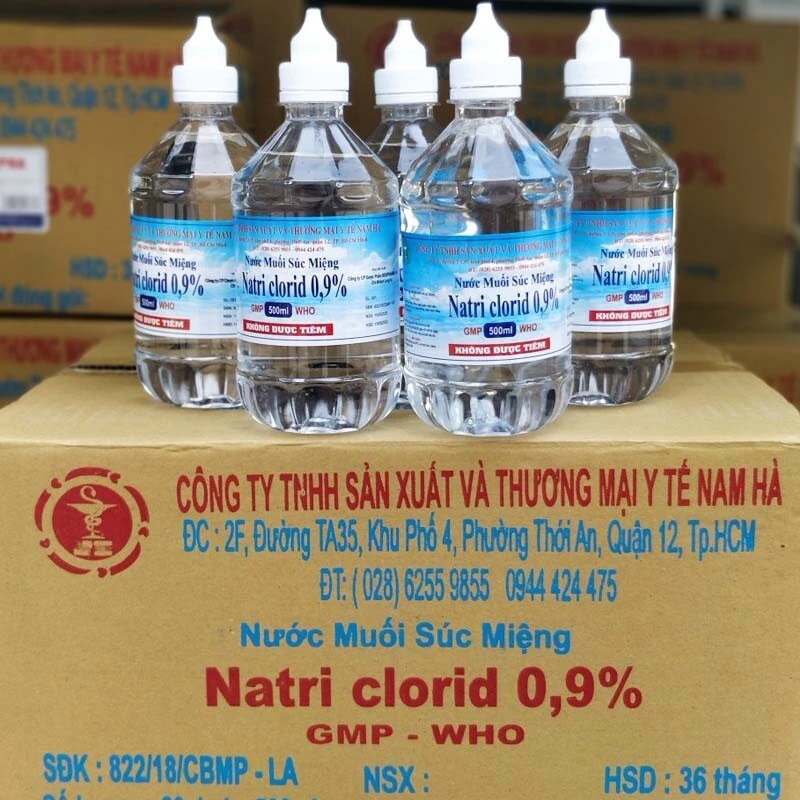 Nước muối sinh lý Nam Hà Natri Clorid 0.9% 500ml