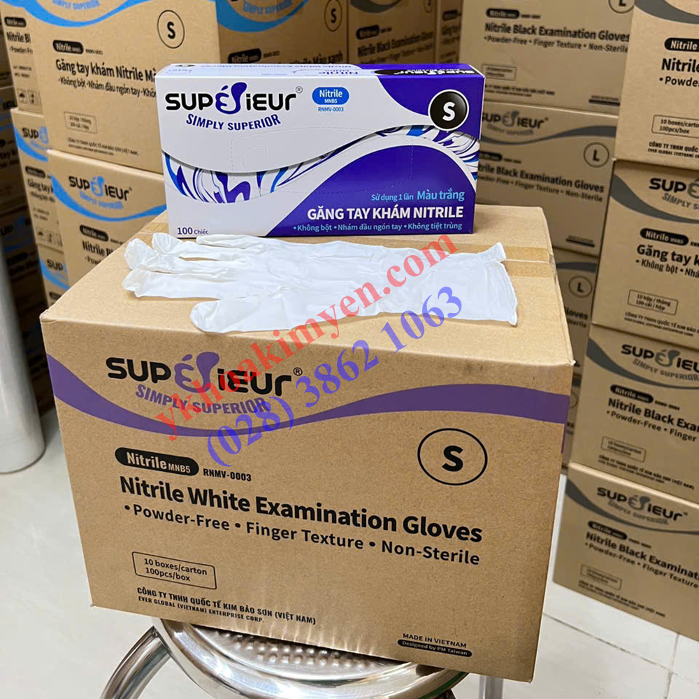 Găng tay y tế Nitrile không bột 3.5gr Superieur size S
