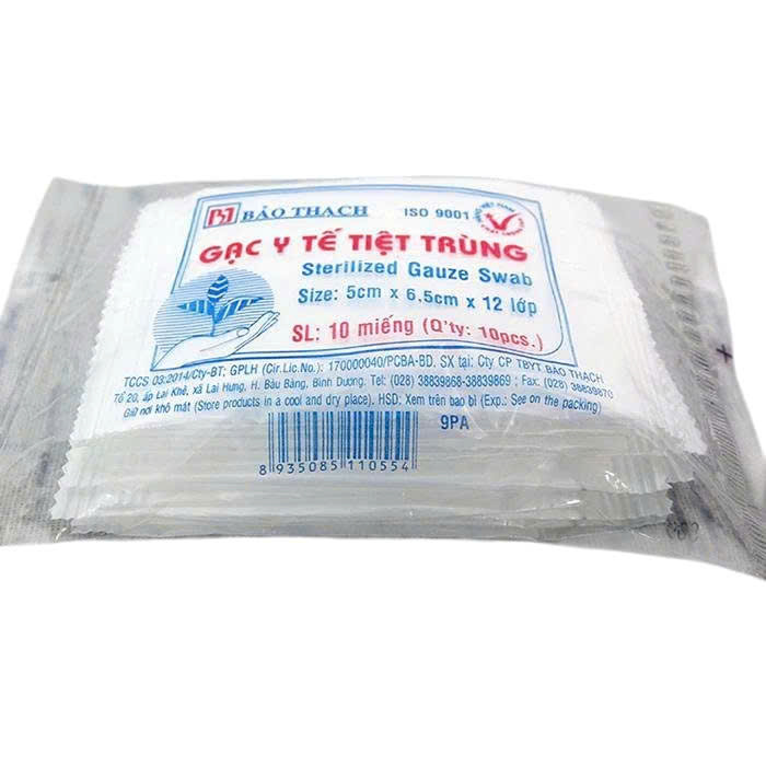 Gạc y tế tiệt trùng Bảo Thạch 5cmx6.5cmx12 lớp