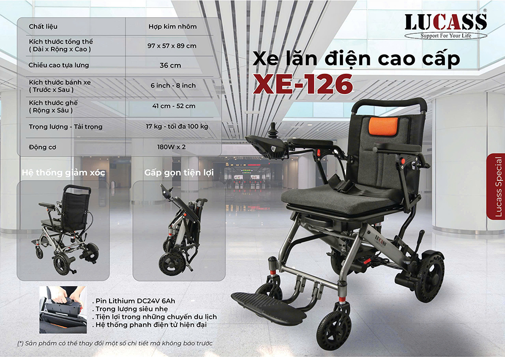 Xe lăn điện cao cấp Lucass X-126