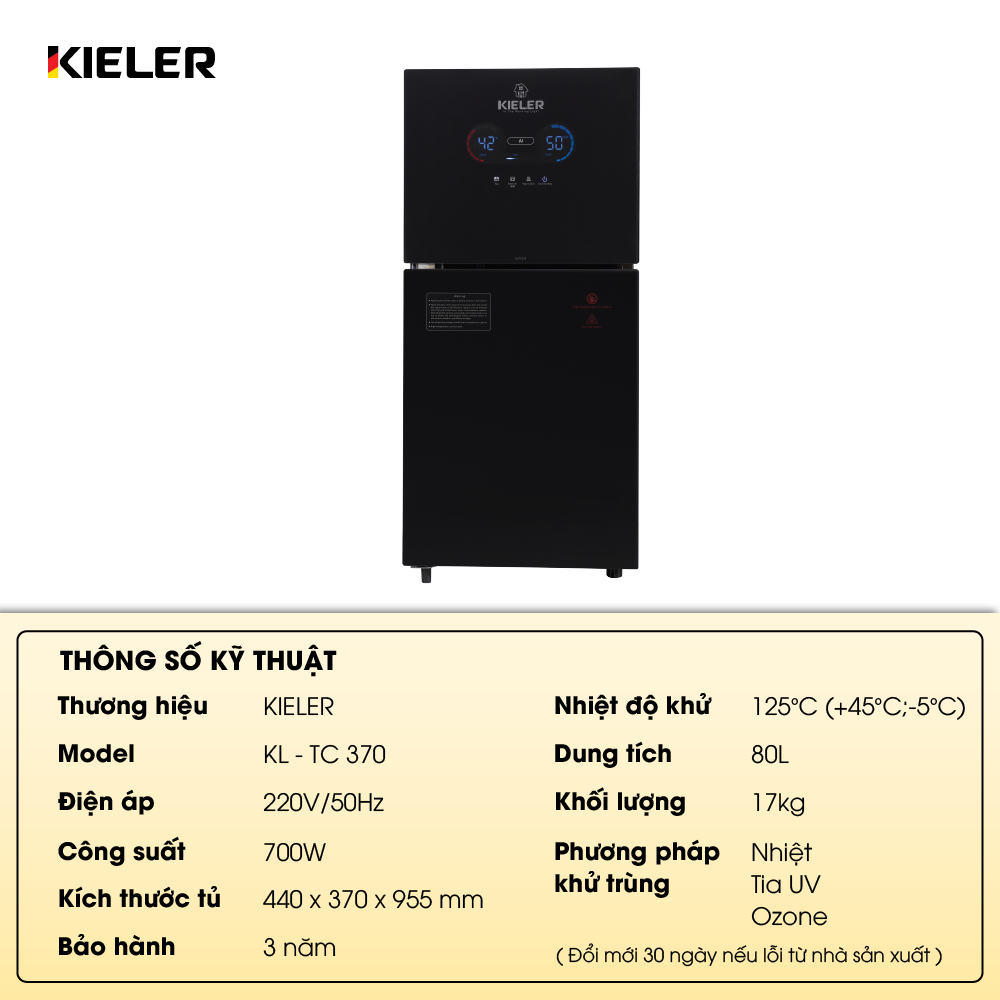 Tủ tiệt trùng đứng cảm ứng Kieler KL-TC 370