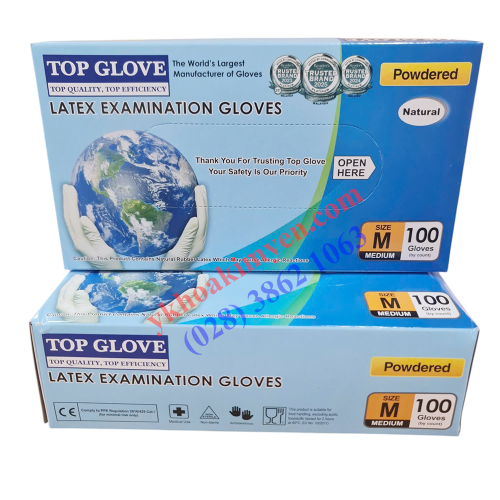 Găng tay Latex có bột Top Glove size M