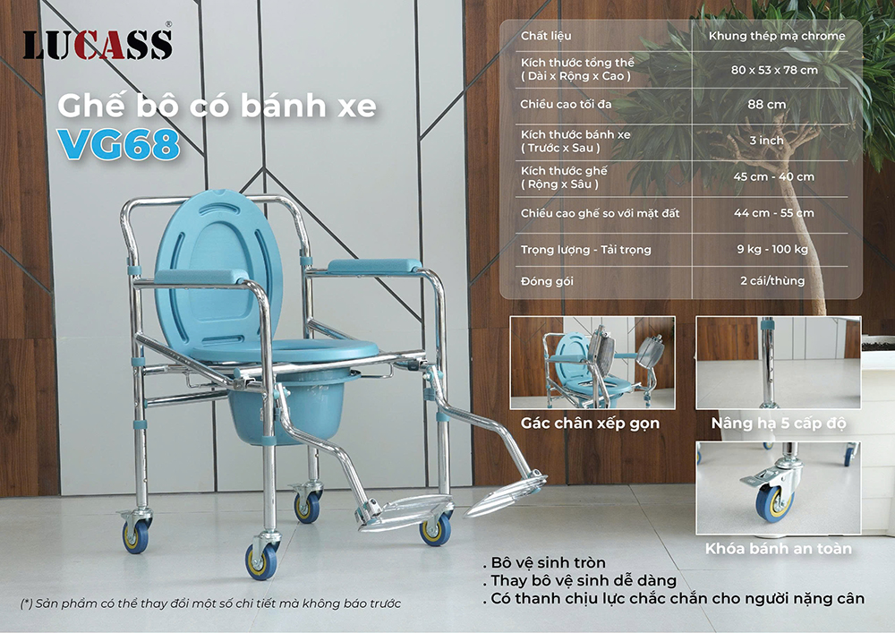Ghế bô có bánh xe có để chân Lucass VG68 (C300 cũ)