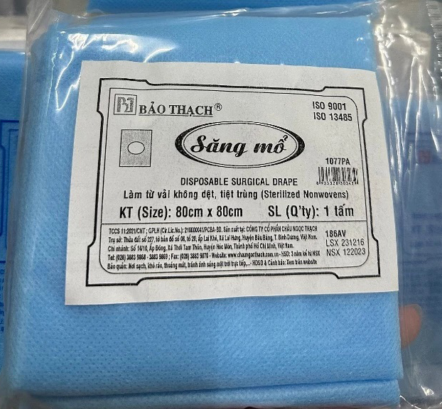 Săng mổ có/không lỗ Bảo Thạch 80cm x 80cm (bịch 20 cái)