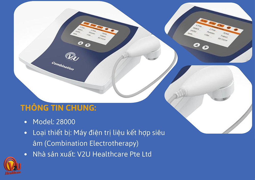Máy điện xung trị liệu kết hợp siêu âm V2U 28000