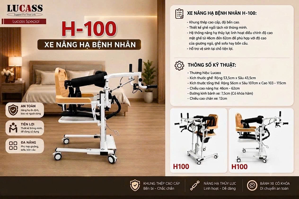Xe nâng hạ bệnh nhân Lucass H100