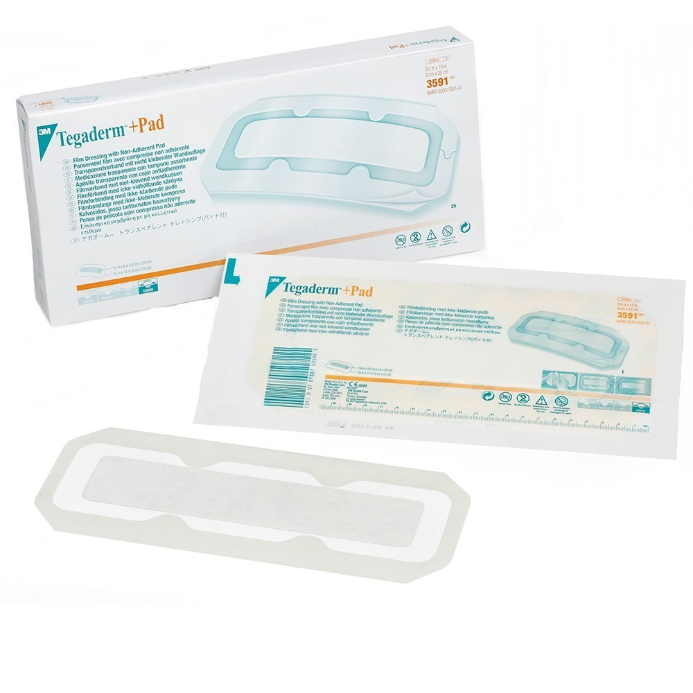 Băng phim dính y tế trong suốt có gạc vô trùng Tegaderm Pad 9cm x 25cm 3M 3591 Băng phim dính y tế trong suốt có gạc vô trùng Tegaderm Pad 9cm x 25cm 3M 3591