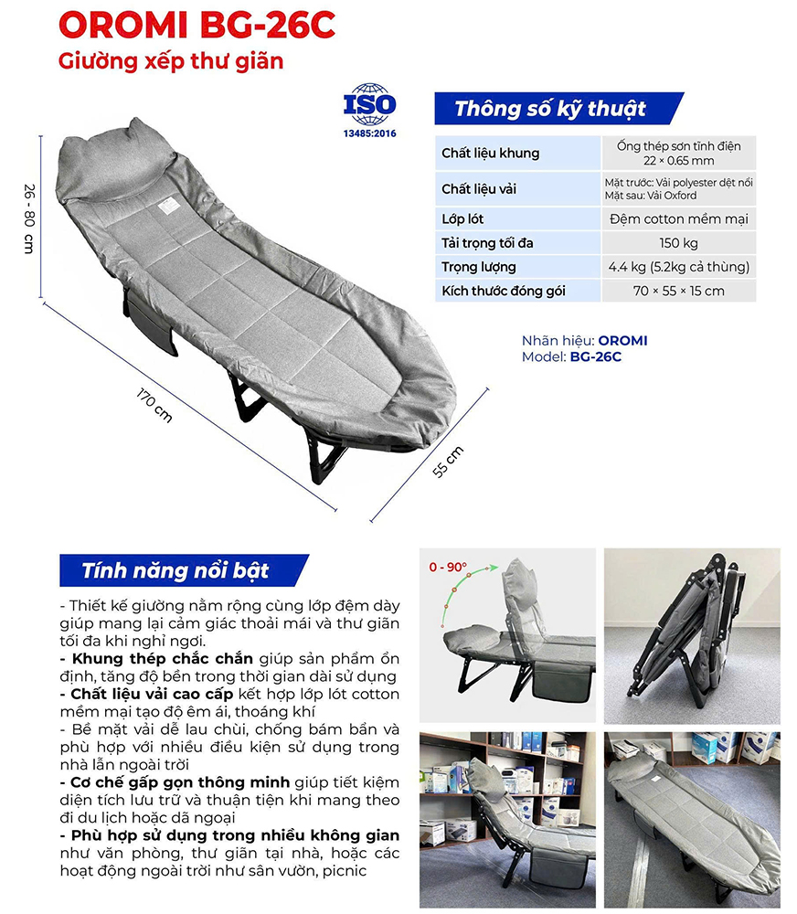 Giường xếp thư giãn Oromi BG-26C