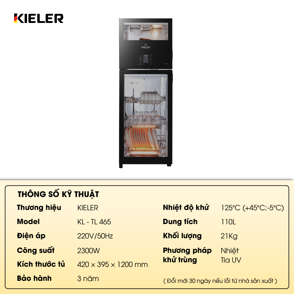 Tủ tiệt trùng và lò chiên Kieler KL-TL 465