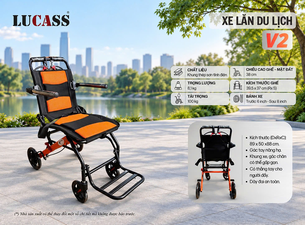 Xe lăn du lịch gấp gọn Lucass V2 Xe lăn du lịch gấp gọn Lucass V2