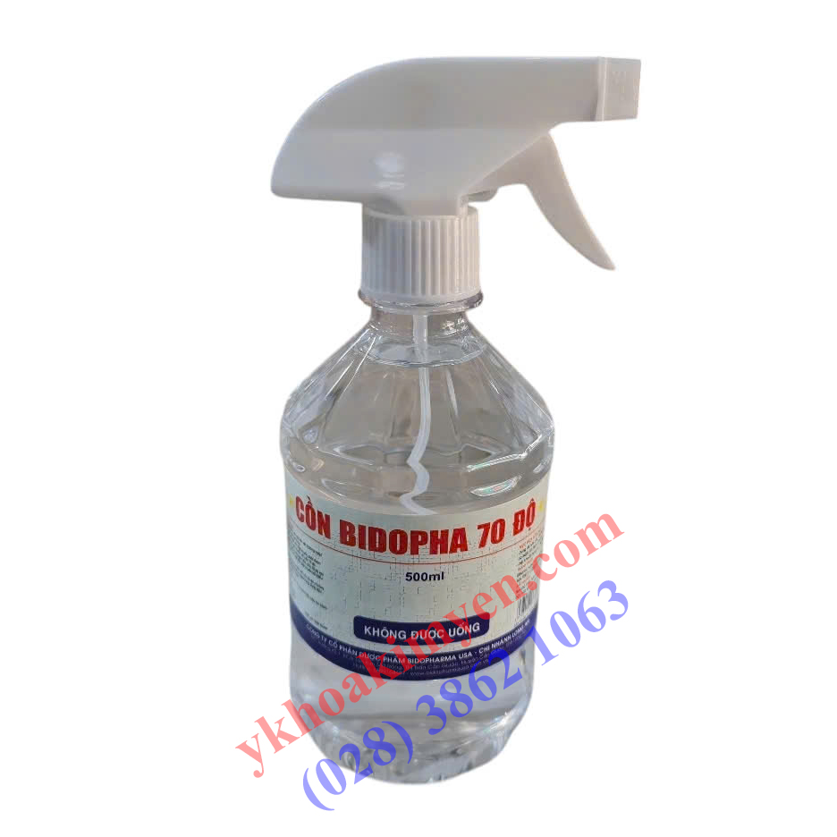 Cồn 70 độ Bidopha chai 500ml có vòi xịt
