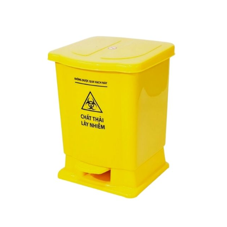 Thùng rác nhựa đạp chân màu vàng 15L
