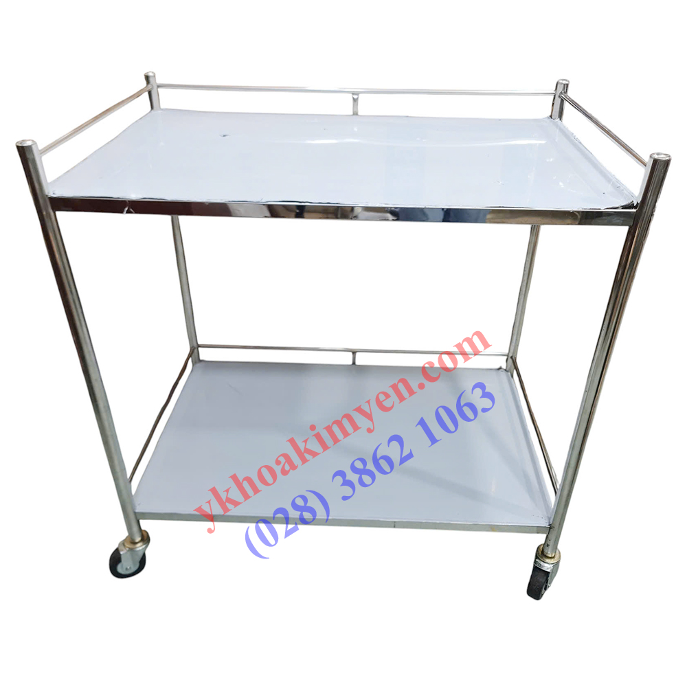 Xe đẩy dụng cụ y tế 50x80cm 2 tầng