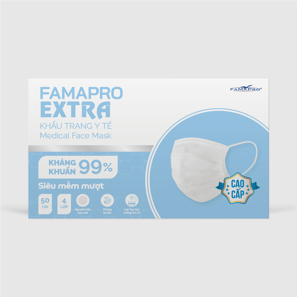 Khẩu trang y tế 4 lớp Extra Famapro màu trắng
