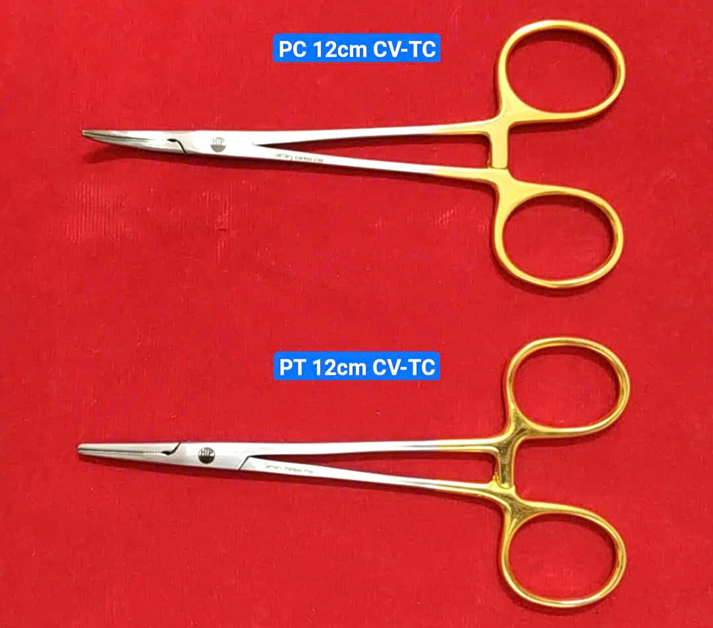 Pen y tế 12cm thẳng không mấu - Cán vàng TC