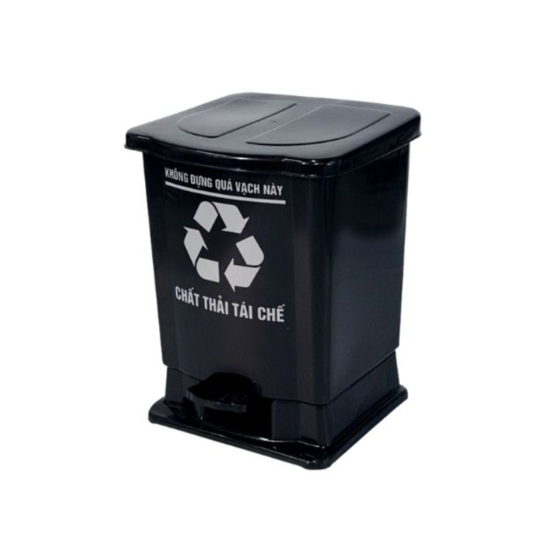 Thùng rác nhựa đạp chân màu đen 25L