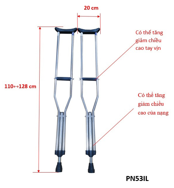 Nạng tựa nách inox lớn PN53IL