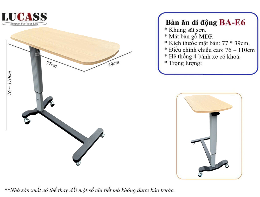 Bàn ăn di động Lucass BA-E6