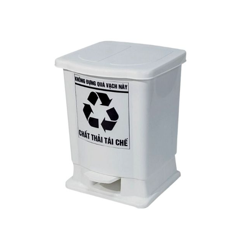 Thùng rác nhựa đạp chân màu trắng 15L