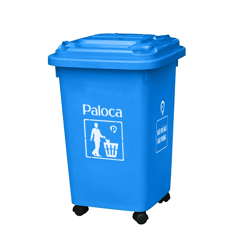 Thùng rác nhựa HDPE 60L màu xanh dương