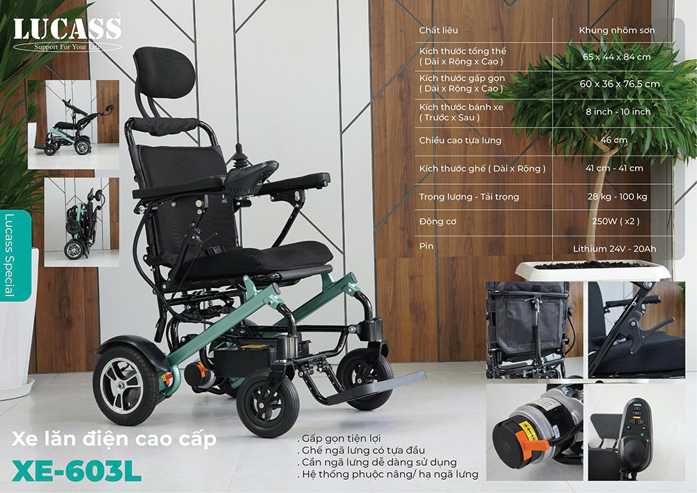 Xe lăn điện ngã lưng Lucass XE-603L