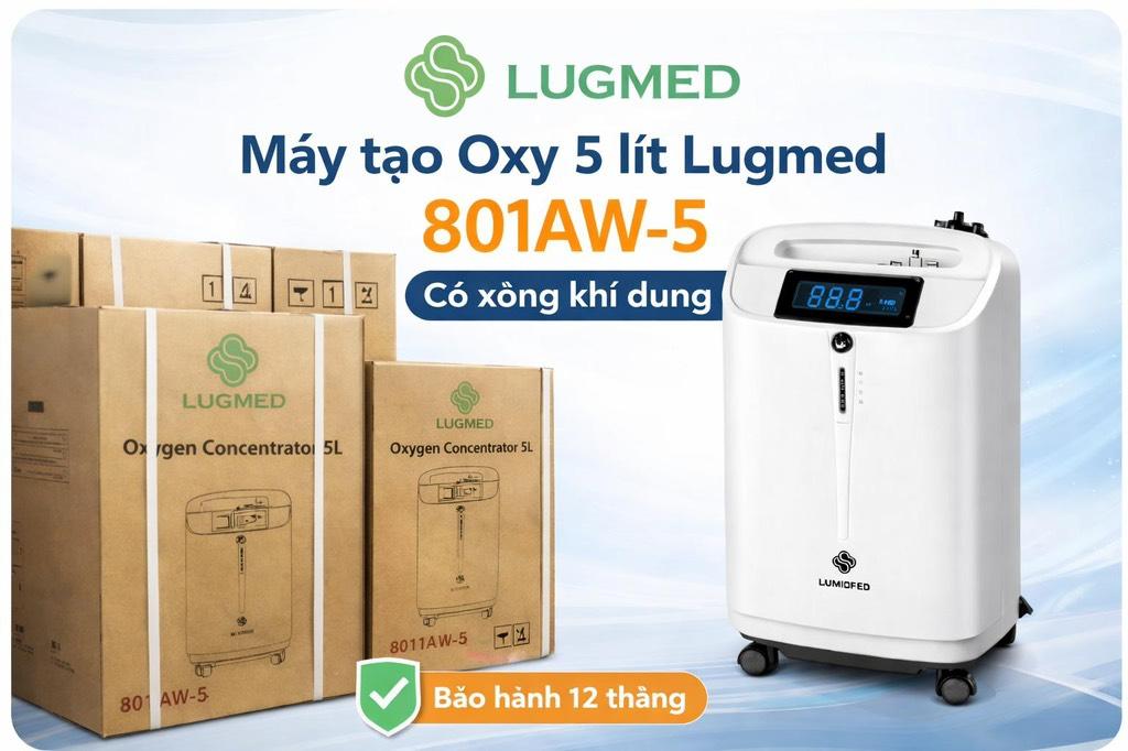 Máy tạo oxy 5 lít Lugmed 801AW-5 (có xông khí dung)