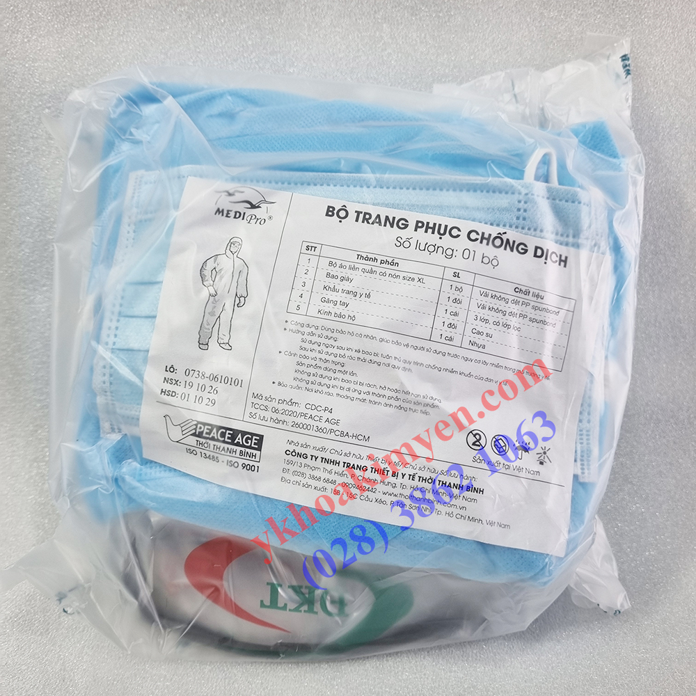 Trang phục chống dịch Coverall 5 món (C+KT+G+GT+K)