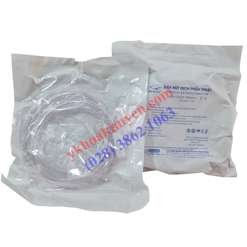 Dây hút dịch phẫu thuật 8mmx2m Dây hút dịch phẫu thuật 8mmx2m