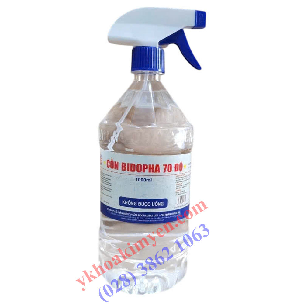 Cồn 70 độ Bidopha chai 1000ml có vòi xịt