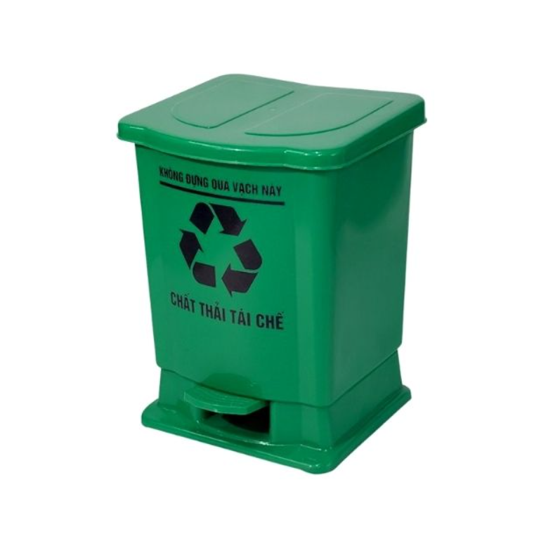 Thùng rác nhựa đạp chân màu xanh 25L
