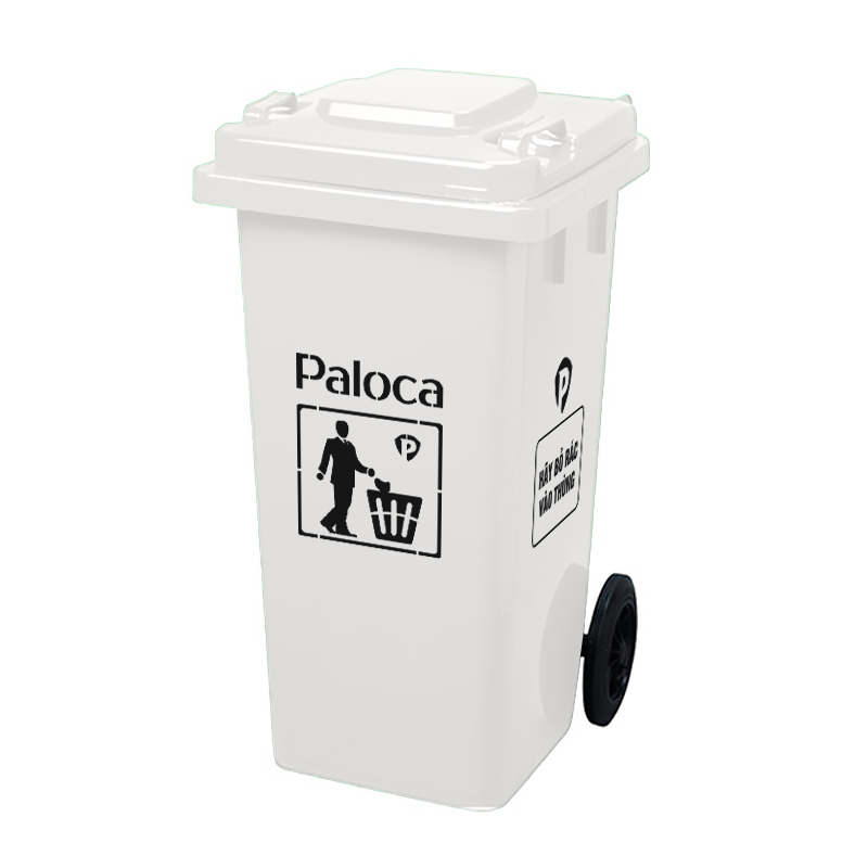 Thùng rác nhựa HDPE 120L màu trắng