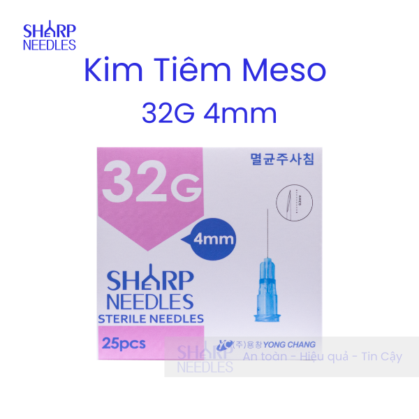Kim Tiêm Meso 32G 4mm Sharp Needle (Hộp/ 25 cây)