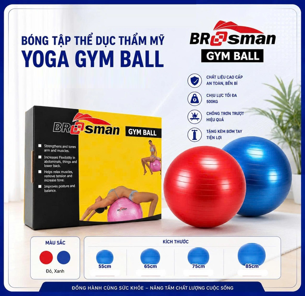 Bóng tập thể dục (yoga-Gym-Ball) Brosman 65cm