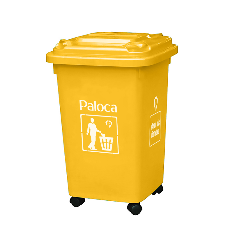 Thùng rác nhựa HDPE 60L màu vàng