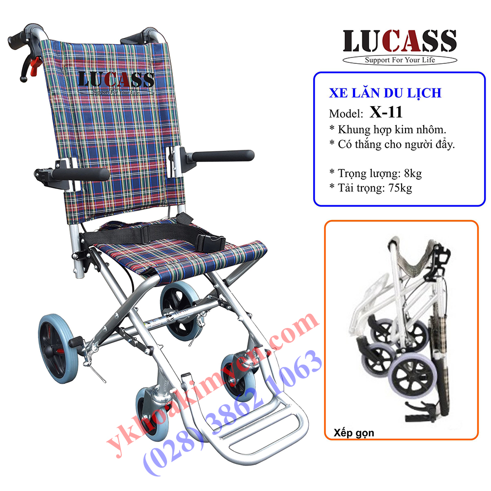 Xe lăn nhôm du lịch Lucass X-11