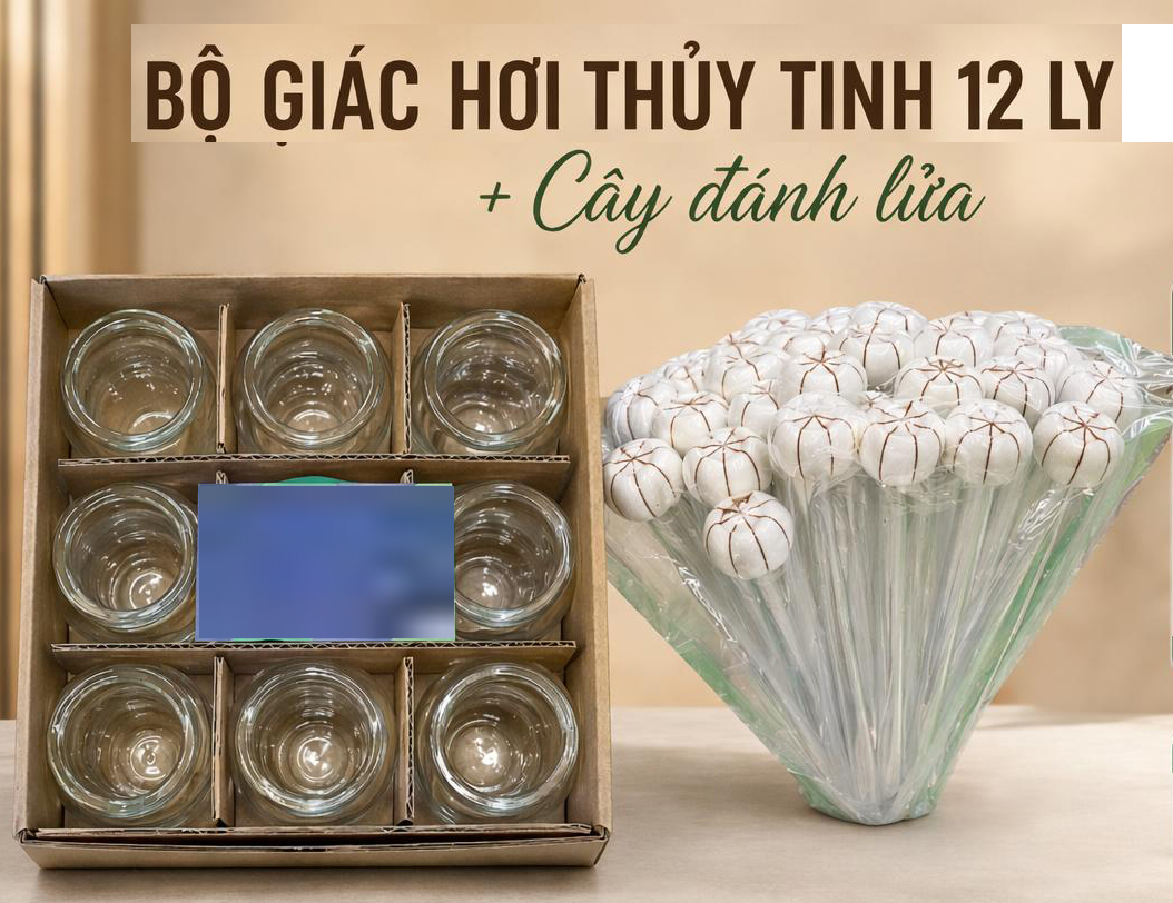 Bộ giác hơi thuỷ tinh 12 ly