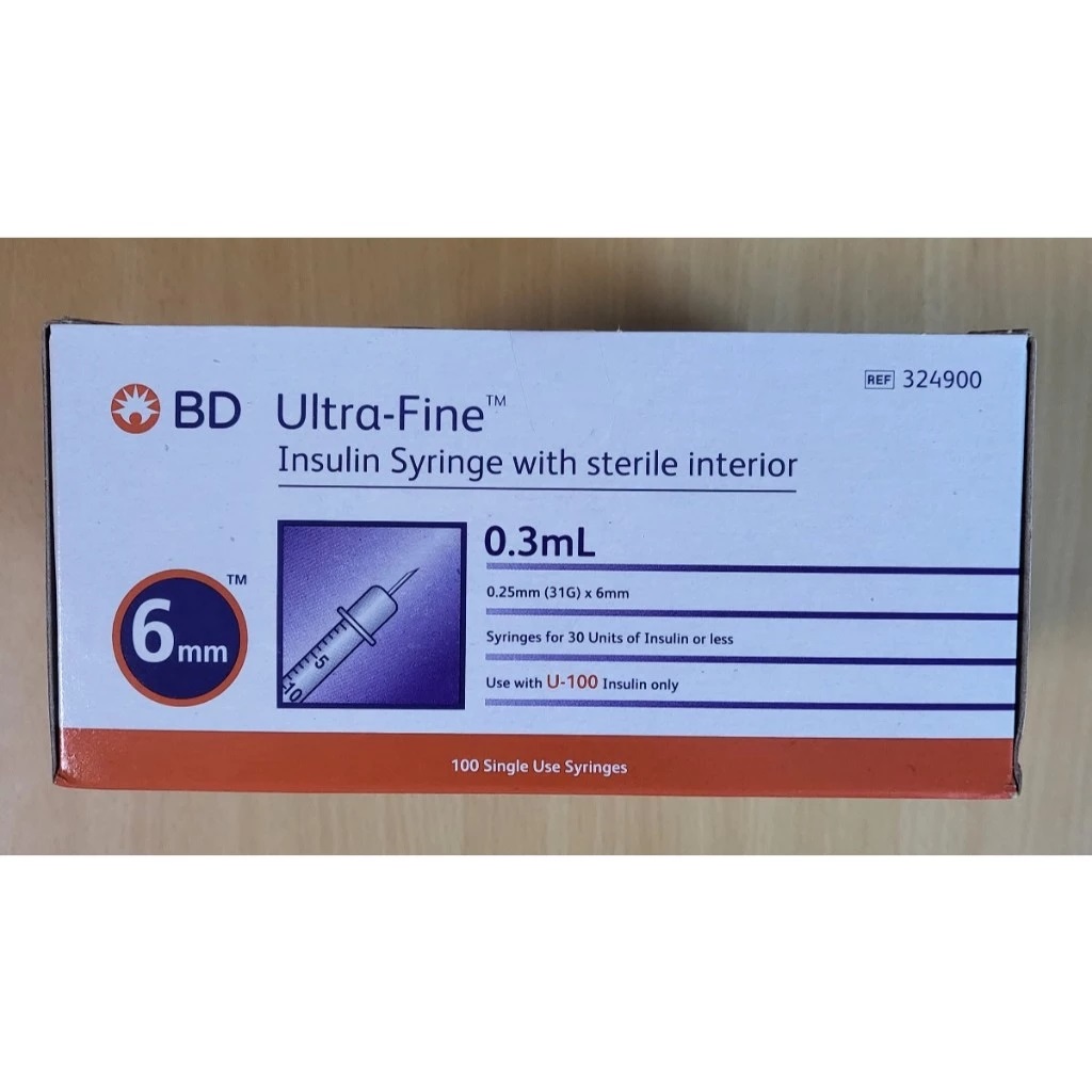Bơm kim tiêm insulin BD Ultra-fine II 0.3ml 31GA 6mm (Hộp 10 túi x 10 cái)