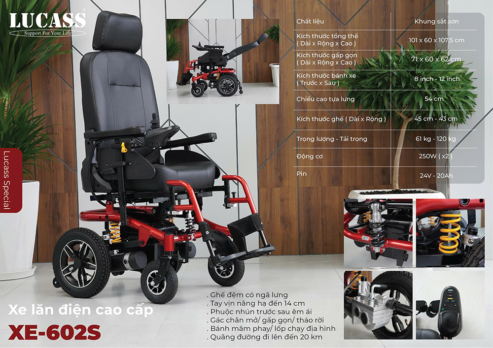 Xe lăn điện cao cấp Lucass XE-602S