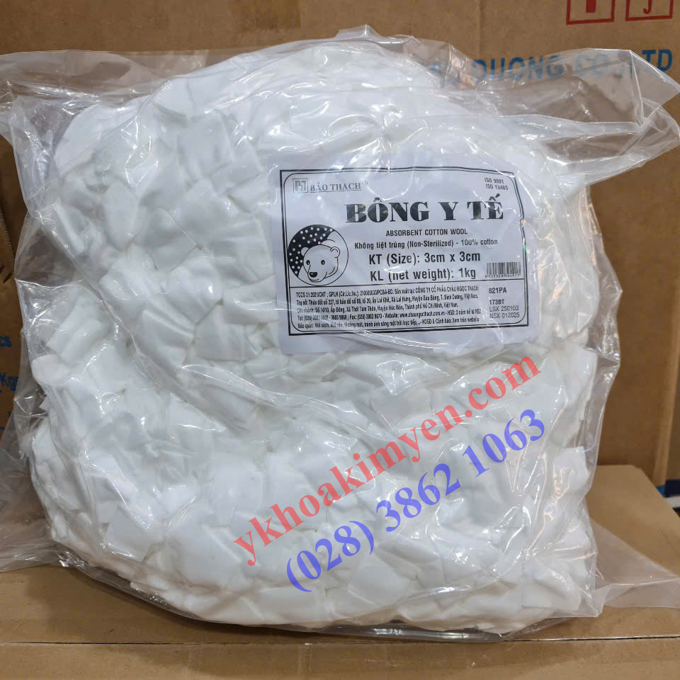 Bông y tế Bảo Thạch cắt sẵn 3cm x 3cm 1000gr