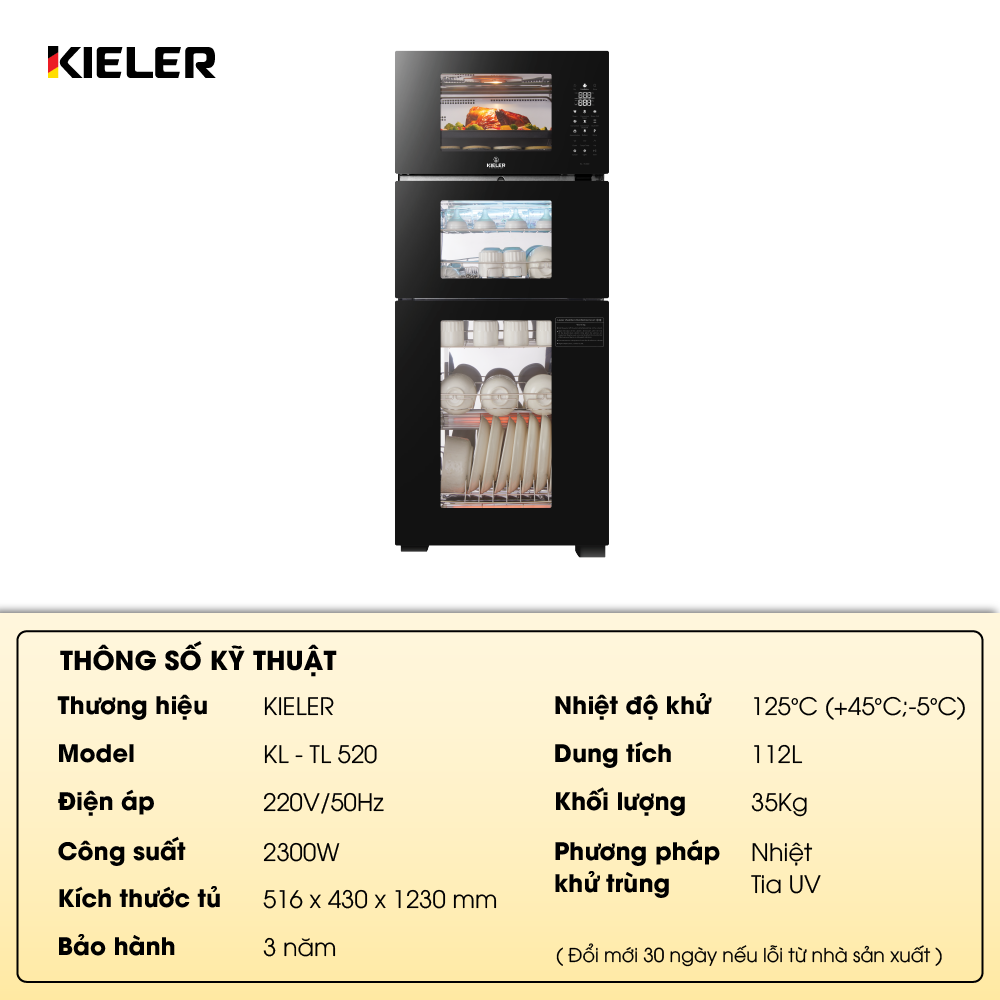 Tủ tiệt trùng và lò chiên Kieler KL-TL 520