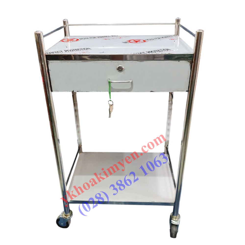 Xe đẩy dụng cụ 35x50cm 2 tầng có 1 hộc
