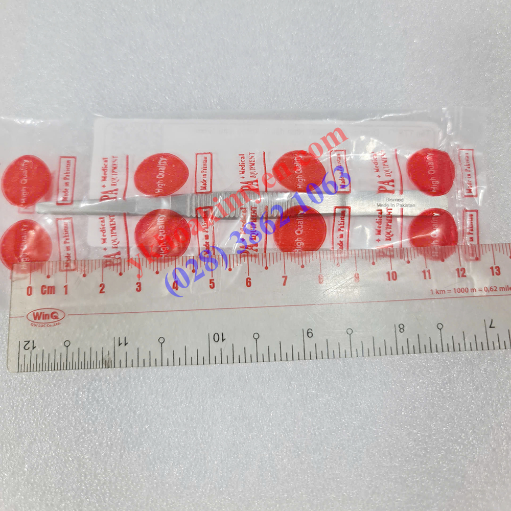 Nhíp y tế 12cm đầu tù không mấu (Bismed)
