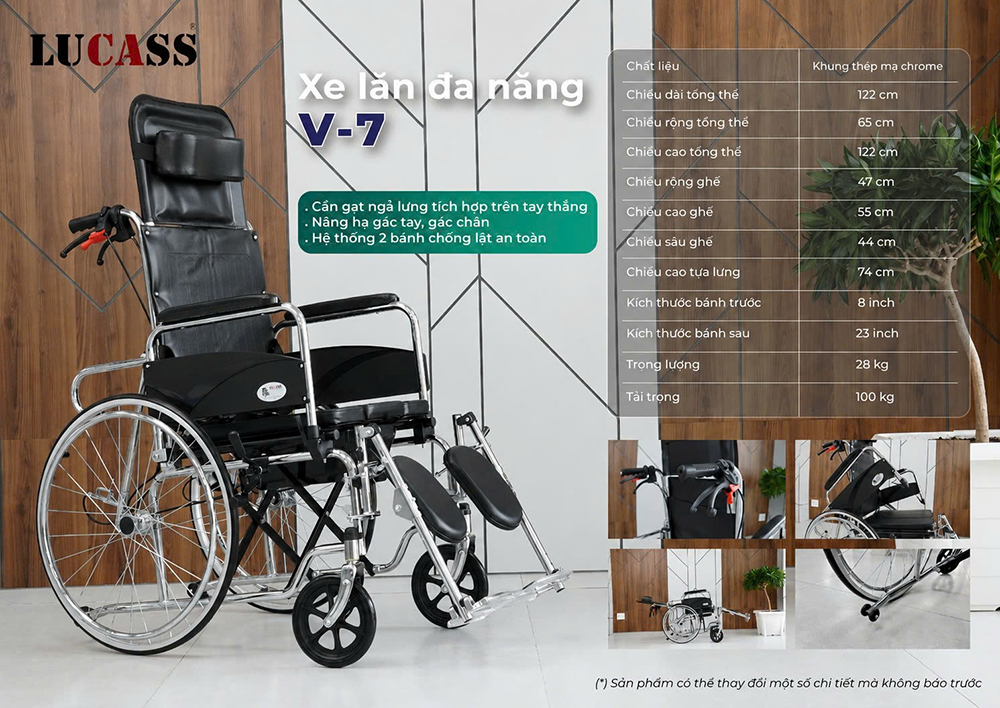 Xe lăn đa năng có thắng Lucass V7