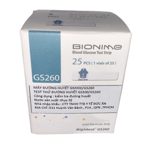 Que thử đường huyết Bionime GS260