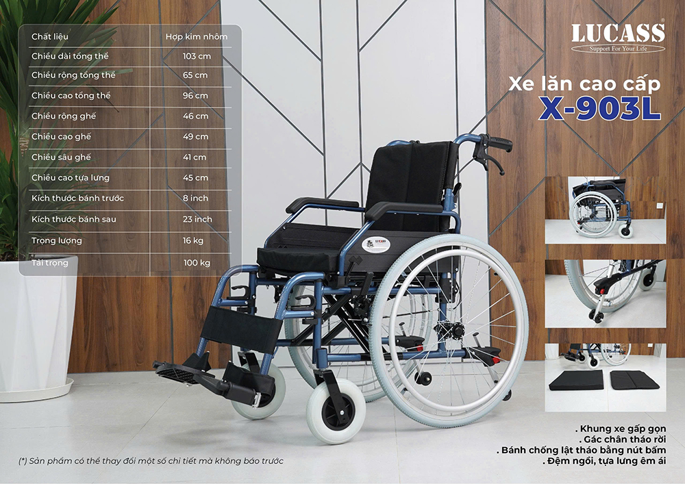 Xe lăn cao cấp Lucass X-903L