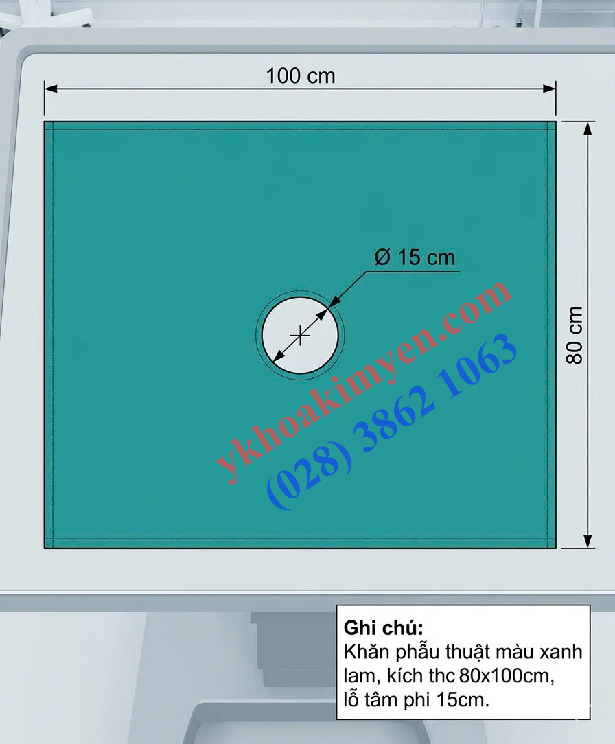 Khăn vải phẫu thuật 80cm x 100cm có lỗ 15cm