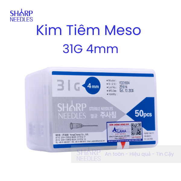 Kim Tiêm Meso 31G 4mm Sharp Needle (Hộp/ 50 cây)
